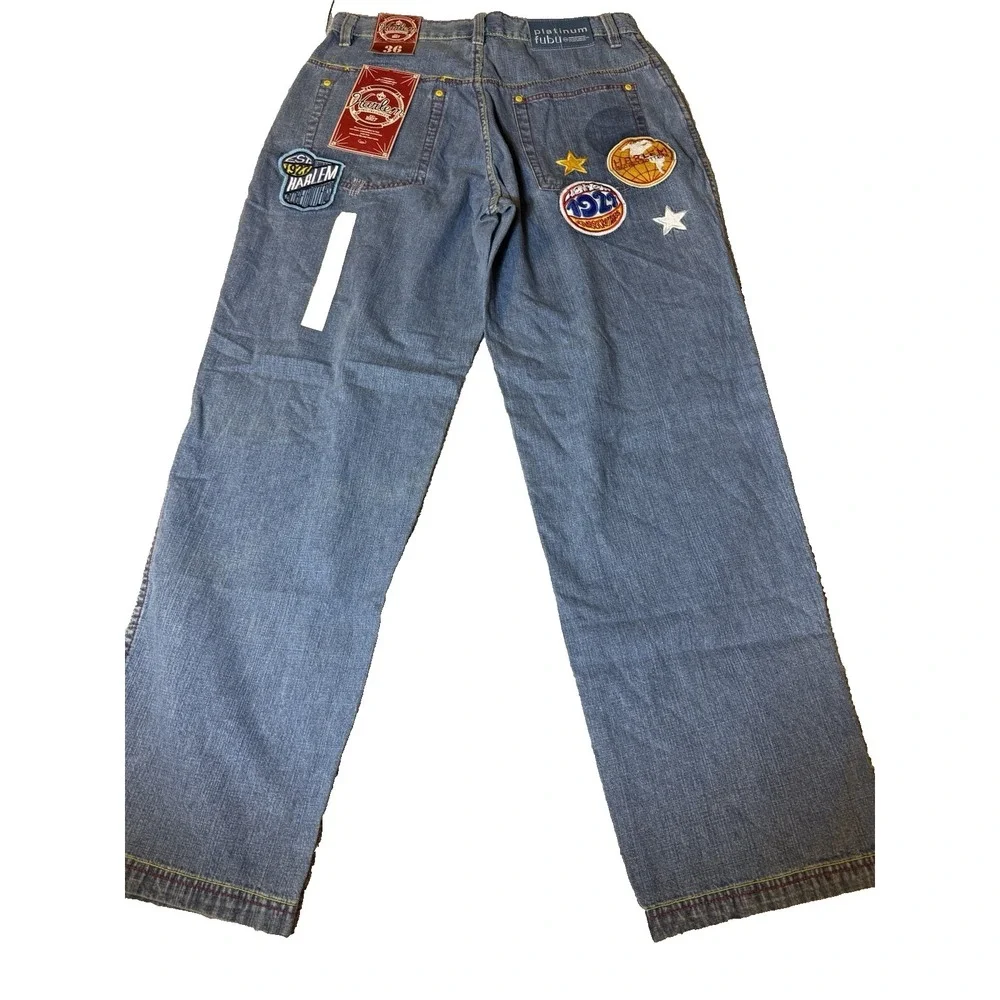 Vintage FUBU Platinum Classic Harlem Globetrotters Jeans Men 36 NWT Y2K Patches